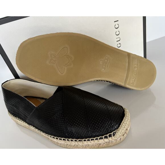 NWT Gucci Men\'s Malaga Classic Leather Black Espadrille 8 US (Gucci 7.5) 624612 main image 11
